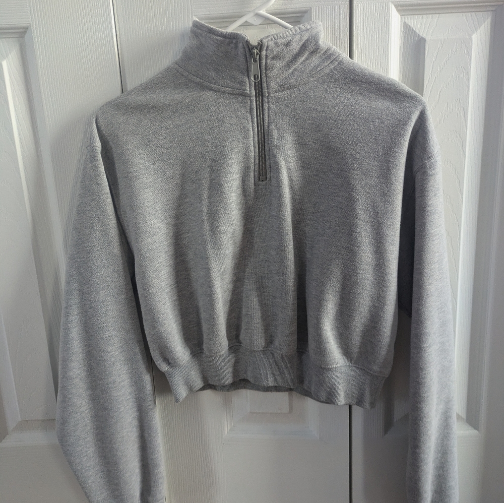 Cropped quarter zip sweater